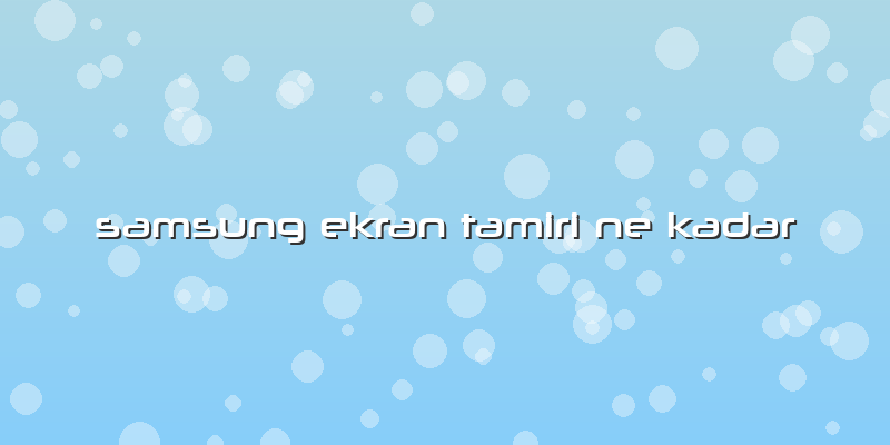 Samsung Ekran Tamiri Ne Kadar