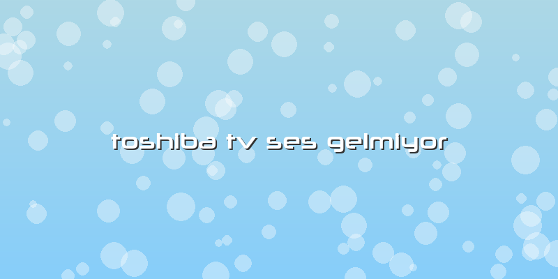 Toshiba Tv Ses Gelmiyor