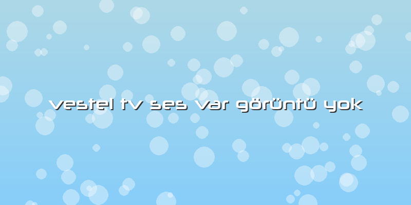 Vestel Tv Ses Var Görüntü Yok
